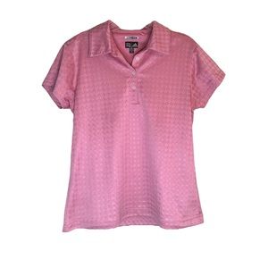 Adidas Climalite Juniors Pink Short Sleeve Quarter Button Up Size Medium